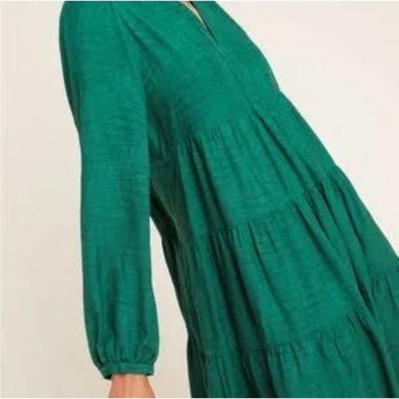 MAEVE ANTHROPOLOGIE Emerald Amber Tiered Tunic Popover Mini Dress Size Medium M - Picture 3 of 8